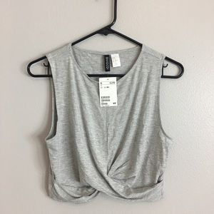 H&M Grey Front Twist Crop Top